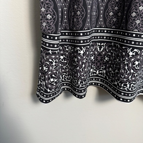 Magnolia Grace Black/Gray Geometric Sleeveless Midi Dress Small Embroidered Trim - Picture 2 of 14